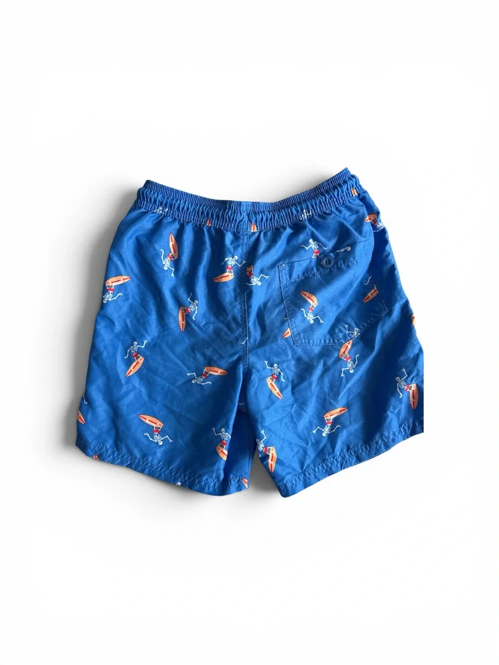 Wonder Nation Swim Trunks Boy’s Size 10/12 Large Blue Skeleton Surfer Print